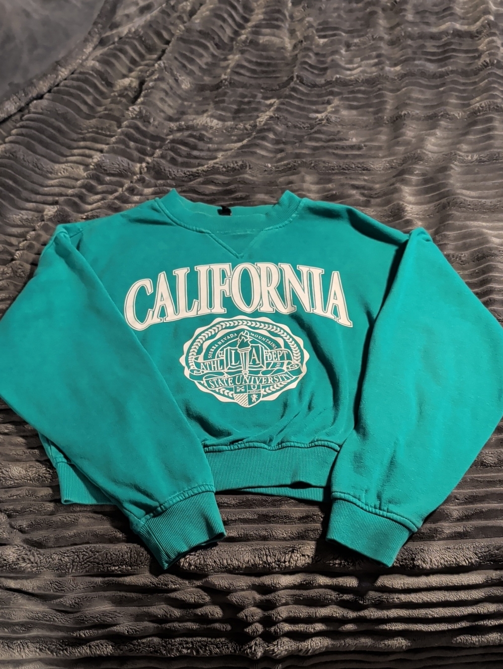 Divided Teal California Cropped Sweatshirt